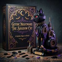 Gotische Schatten-Schwarze Katze 40-Teiliges Plastik-Baustein-Set DIY Spielzeug Montagemodell Halloween Dekorative Figur Kompatible Bausteine