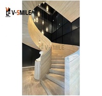 Marches d'escalier en pierre de marbre beige bon marché polies antidérapantes Escalier flottant d'escalier d'ascenseur de maison en vente