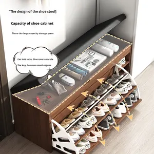 פשוט משולב ספסל ארוך רב תכליתיים כניסה לארון החלפת נעל עם ערכת סלון סלון שולחן - Product Image 2