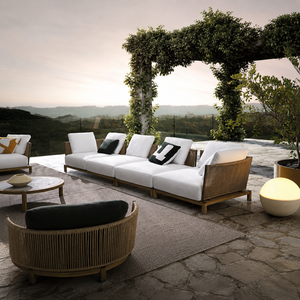 Juego de Sofás de Exterior con Estructura de Madera de Teca de Lujo para Patio, Jardín, Hotel, Terraza, Sala de Estar, Ocio, <span class=keywords><strong>Muebles</strong></span> de Exterior - Product Image 2