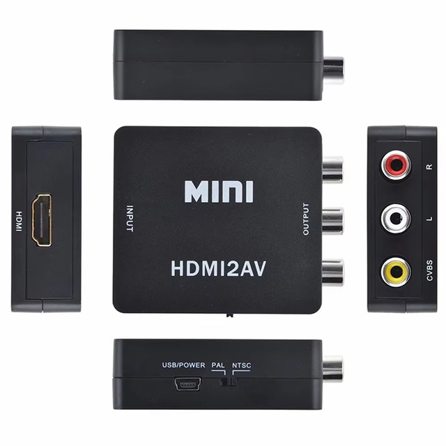 Small White Black Box Mini Hdmi2av HD Video 1080p Cvbs Mini 3 Rca Converter HD to Av for HDMI Adapter Audio TV