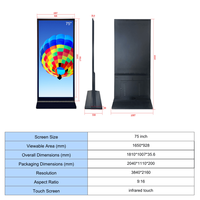 Pantalla Digital Publicitaria de 75 Pulgadas con Soporte de Piso, 4K UHD, Android 11, Táctil IR de 20 Puntos, Control Remoto, Gráficos para Ascensor