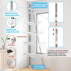 Newest <b>Plastic</b> Bathroom Corner Shelf Storage <b>Rack</b> <b>Plastic</b> Scalable Stainless Steel Bathroom for Storage <b>Rack</b> Triangular Shelf - Product Image 4