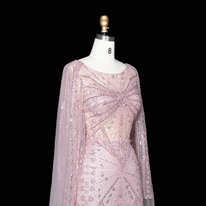Jancember LSZ051 <span class=keywords><strong>Abito</strong></span> da Cerimonia <span class=keywords><strong>Rosa</strong></span> Pastello Squisito, Vestito Lungo in Tulle Scintillante - Product Image 5