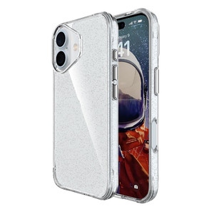 Custodia per telefono di lusso trasparente con glitter e brillantini per <span class=keywords><strong>iPhone</strong></span> 16 16E 17Air 15 14 Plus <span class=keywords><strong>13</strong></span> 12 Pro Max, cover posteriore antiurto in PC rigido con paraurti morbido - Product Image 2