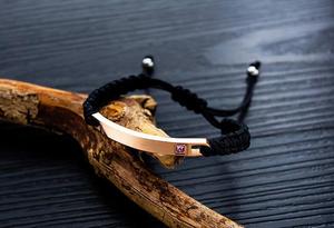 Bracelet personnalisé avec logo gravé en plaque métallique, corde ajustable, pour <span class=keywords><strong>couple</strong></span>, fait à la main, 2 pièces - Product Image 3