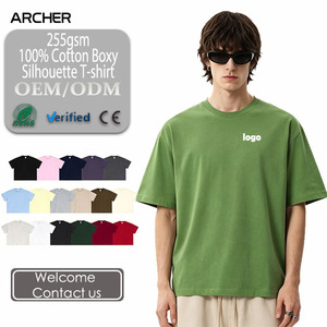 <span class=keywords><strong>Camiseta</strong></span> de Hombre de Algodón Transpirable de 255G, Estilo Urbano, Corte Holgado, con Logotipo Personalizado, Venta al Por Mayor para Uso Diario Informal - Product Image 1