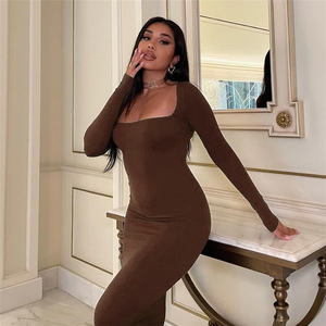 Ropa Femenina <span class=keywords><strong>Moda</strong></span> 2026 Vestido Largo Sexy de Color Sólido con Cuello Cuadrado y Cintura Alta - Product Image 4