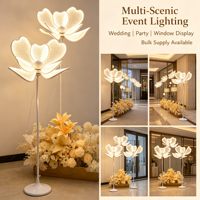 Lampadaire LED Lumineux en Forme de Pivoine, Hauteur Réglable, Kit d'Éclairage sur Pied à Pétales Lumineux pour Allée de Mariage, Chemin de Guidage, Salle de Banquet