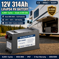 Batterie LiFePO4 12V 314Ah pour camping-car, auto-chauffante, charge à basse température, BMS intelligent, prise en charge du logo personnalisé pour les acheteurs d'usine étrangères