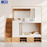 Lit superposé multifonctionnel avec tiroirs pour petits appartements
