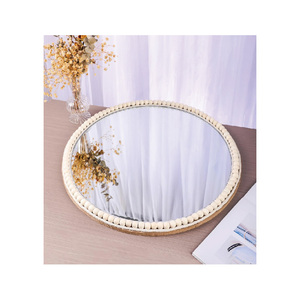 Miroir rond décoratif mural de 20 pouces, style bohème, avec perles, miroirs suspendus décoratifs pour la chambre d'enfant - Product Image 2