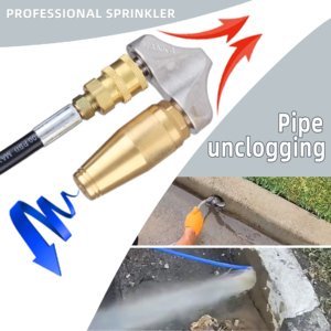 Vòi phun Turbo 5000psi bằng kim loại, dụng cụ cắt rễ cây, máy phun áp lực làm sạch cống, tình trạng mới, dùng để làm sạch đường ống thoát nước - Product Image 4