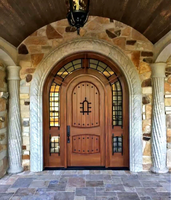 Modèles de portes et fenêtres en bois de style traditionnel à double battant cintré pour villa, finition peinte, photos de catalogue