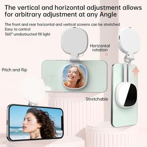 Lampe d'appoint magnétique pour téléphone avec miroir intégré, idéale pour la vidéo, la photographie, le <span class=keywords><strong>YouTube</strong></span>, les selfies et le maquillage, portable et à luminosité réglable - Product Image 3