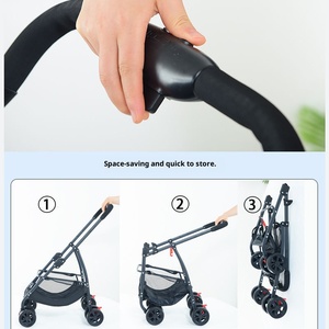 Poussette pour animaux de compagnie approuvée par les compagnies aériennes, confortable, légère, à 4 roues, pliable, réglable, imperméable, avec panier séparé pour chats et chiens - Product Image 4