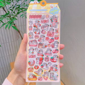 Autocollants en cristal en relief 3D, <span class=keywords><strong>lapin</strong></span> mignon et fraise, décoration artisanale pour petits enfants, matériel pour téléphone portable - Product Image 3