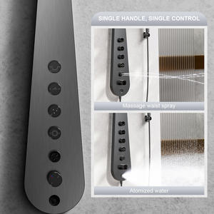 Columna <span class=keywords><strong>de</strong></span> Ducha en Forma <span class=keywords><strong>de</strong></span> Pipa YF con 4 Funciones, Panel con Mezclador Termostático, Ducha <span class=keywords><strong>de</strong></span> Lluvia, Accesorio <span class=keywords><strong>de</strong></span> Ducha <span class=keywords><strong>de</strong></span> Lujo para Baño con Agua Caliente y Fría - Product Image 5