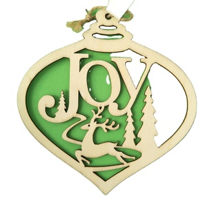 Ornements de Noël personnalisés avec des cerfs, décorations suspendues pour arbre de Noël en <span class=keywords><strong>bois</strong></span> - Product Image 1