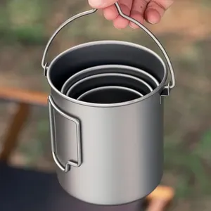 Gobelet de camping <span class=keywords><strong>en</strong></span> titane de qualité supérieure 750 ml pour la randonnée <span class=keywords><strong>en</strong></span> plein air et les voyages avec couvercle anti-fuite, léger et durable - Product Image 4