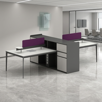 Poste de travail modulaire extensible en bois, moderne et simple, avec meuble mobile pour espace de bureau ouvert d'entreprise