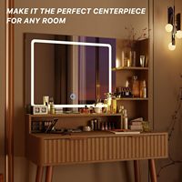Table de toilette moderne minimaliste Nova avec miroir lumineux, petite coiffeuse avec éclairage LED, grande capacité de rangement pour chambre à coucher