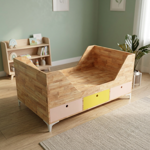 SFGN020 Lit pour tout-petit de style scandinave, taille double, avec rangement, en bois de caoutchouc de haute qualité, fabriqué en bois naturel - Product Image 3