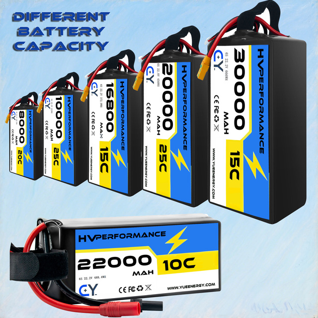 CY Manufacturer Wholesale FPV Drone 6S 22.2v/22.8v/23.1v Lithium Ion Battery Pack OEM/ODM 30000/8000/10000/16800/20000/22000mAh