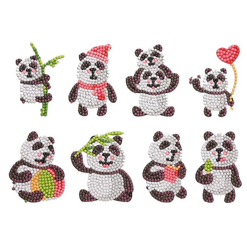 Kinderen Cartoon Diamant Sticker Panda Klimmen Bamboe Speelbal Leesboek Interessante Creatieve Decoratie Ambachten