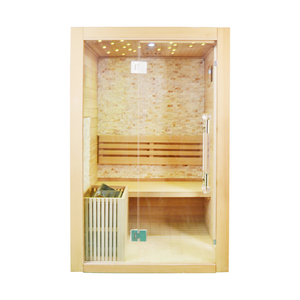 Helius HL-012 Traditional Solid Wood Red Cedar/Hemlock Home Sauna with Transom Windows and Computer Control Panel for <b>Indoor</b> Use - Product Image 1