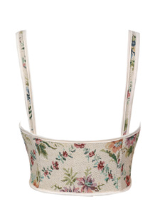 Top Cropped Corset com Estampa <span class=keywords><strong>Floral</strong></span> Retrô, Top Sem Mangas com Detalhes em Jacquard e Amarração nas Costas para Moda de Rua e Festas Y2K - Product Image 5