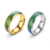 Bagues de couple en acier inoxydable plaqué or rose 18 carats certifiées, à changement de couleur selon l'humeur, pour usage quotidien, style boutique, soirée, tendance