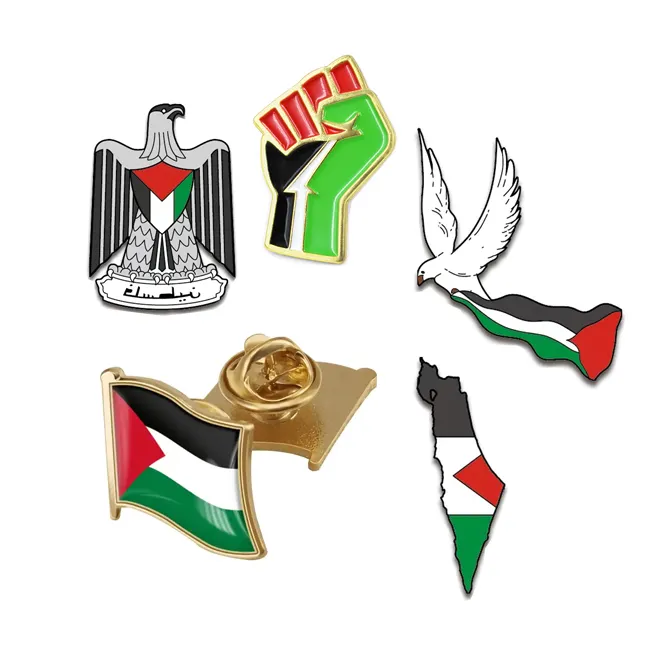 Fabbricazione di emblema palestinese personalizzato spilla con bandiera bavero smalto distintivo palestino da regalo