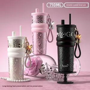 Elegante Vaso Ice <span class=keywords><strong>Boss</strong></span> con Revestimiento Interior de Cerámica para Mujer, Diseño de Pajita Portátil de Lujo Ligero, <span class=keywords><strong>Botella</strong></span> de <span class=keywords><strong>Agua</strong></span> Premium de Doble Uso al por Mayor - Product Image 5