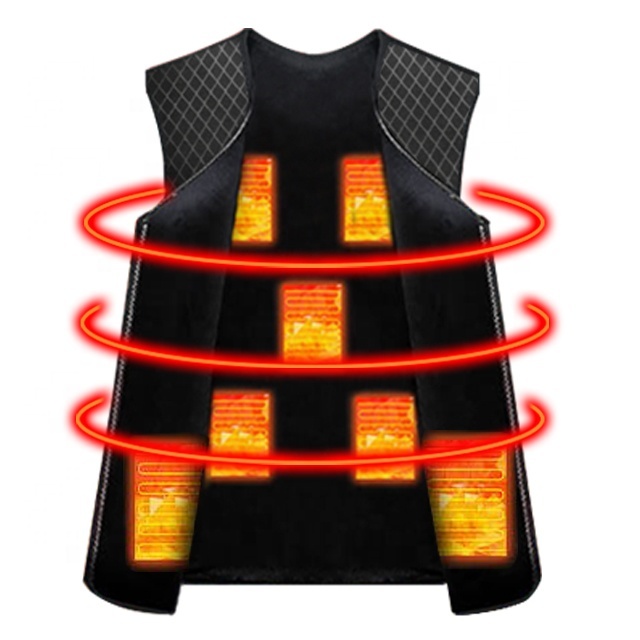Unisex Lightweight Rechargeable USB Battery Heated Vest 5 Heating Zones 2 Separate Controllers Keep Warm Power Bank for Body