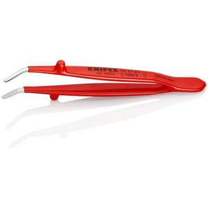 KNIPEX - 92 47 01 Universal tweezers insulated 1000 V bent round stainless steel 1000V INSULATED <b>PLIERS</b> AND CUTTERS - Product Image 3