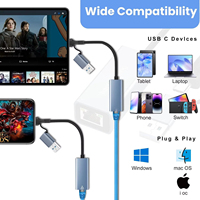 Adaptador USB a RJ45 Tipo-C 2 en 1 Gigabit Ethernet USB3.0 con Cable de 1000 Mbps para Computadoras Portátiles en Existencia