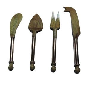 ชุดส้อมจิ้มชีสไม้ด้ามจับทำจากไม้,ชุดเครื่องใช้บนโต๊ะอาหารแบบทำมือดีไซน์น่ารักหรูหราชุดส้อมชีสไม้สี่ชิ้น - Product Image 6