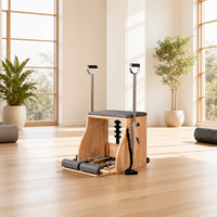 Chaise de Pilates avec structure en chêne, revêtement en cuir PU épaissi, réglable, durable, idéale pour la maison, la salle de sport, le studio, l'équipement d'entraînement physique