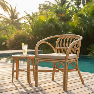 Fauteuil moderne confortable en rotin Dolvio pour l'extérieur, meubles élégants faits à la main pour villa, hôtel et appartement - Product Image 1