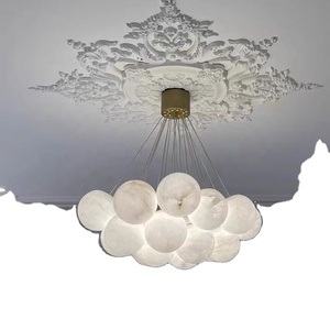 <span class=keywords><strong>Lampadario</strong></span> in Rame e Marmo Alabastro <span class=keywords><strong>con</strong></span> Paralume a Sfera per Camera d'Albergo e Ristorante, Adatto per Soggiorno - Product Image 2
