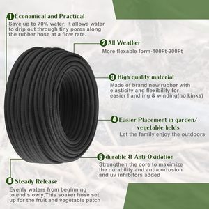 Factory Direct Sale Oxidation Resistance Round <strong>Soaker</strong> <strong>Hose</strong> 50FT 75FT 100FT Recycled Rubber Drip Irrigation Tape - Product Image 3