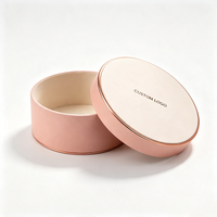 Boîtes rondes personnalisées, emballages cadeaux en papier rigide écologiques pour ensembles cosmétiques avec logo et finition rose blush