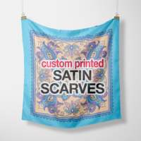 Foulard carré en satin effet soie imprimé sur mesure, écharpe de cou en soie, bandana de mariage pour femme