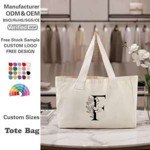 Nuova Collezione 2026: Borsa Grande in Tela di Cotone Beige con Logo Personalizzato, Riutilizzabile, Stile London Tote con Cerniera - Product Image 1