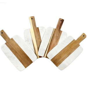 Lot de 10 planches à charcuterie en marbre et bois avec poignée pour gravure au laser, cadeaux de pendaison de crémaillère, vente en gros depuis l'entrepôt américain - Product Image 3