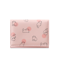 Dompet Wanita Lipat Tiga Motif Kucing Kartun TAOMICMIC, Dompet PU Pendek Kapasitas Besar, Tas Wanita Multifungsi, Tersedia Grosir