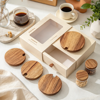 Couvercle rond personnalisé en bois d'acacia pour tasses et gobelets, couleur bois naturel, anti-poussière, couvercle décoratif en bois