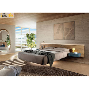 Cabecera de <span class=keywords><strong>Cama</strong></span> de Cuero con Pliegues Horizontales Delicados, Diseño Italiano Moderno y Minimalista, <span class=keywords><strong>Cama</strong></span> Doble Levitante con Luces LED - Product Image 3