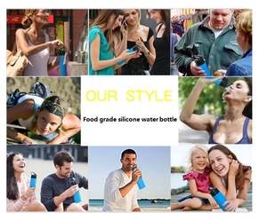 Reusable Foldable <b>Water</b> <b>Bottle</b> Silicone <b>Collapsible</b> <b>Water</b> <b>Bottle</b> Folding <b>Bottle</b> for Travel Outdoor - Product Image 5